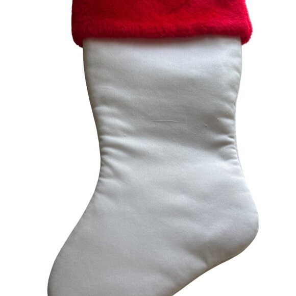Vtg Babys First Christmas Stocking With Red Fuzzy Cuff & Printed Santa Graphic - Picture 3 of 5